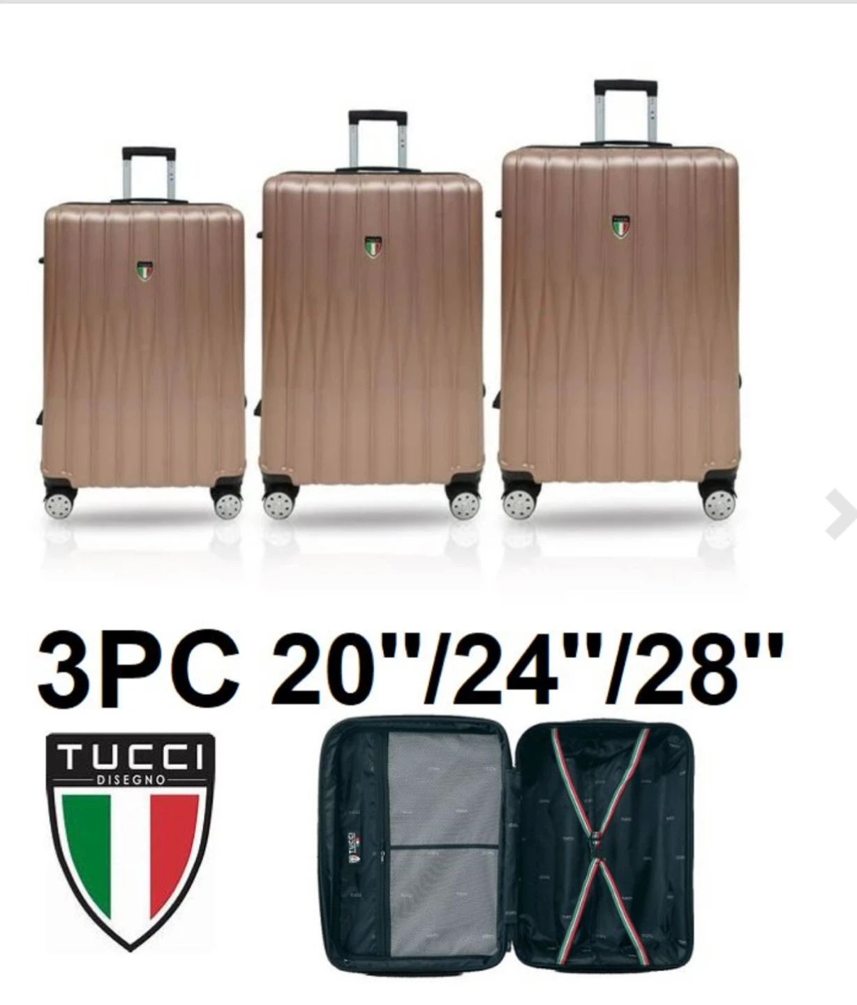 Brand new 3-Piece Tucci Luggage Set - 20"/24"/28" - photo 3