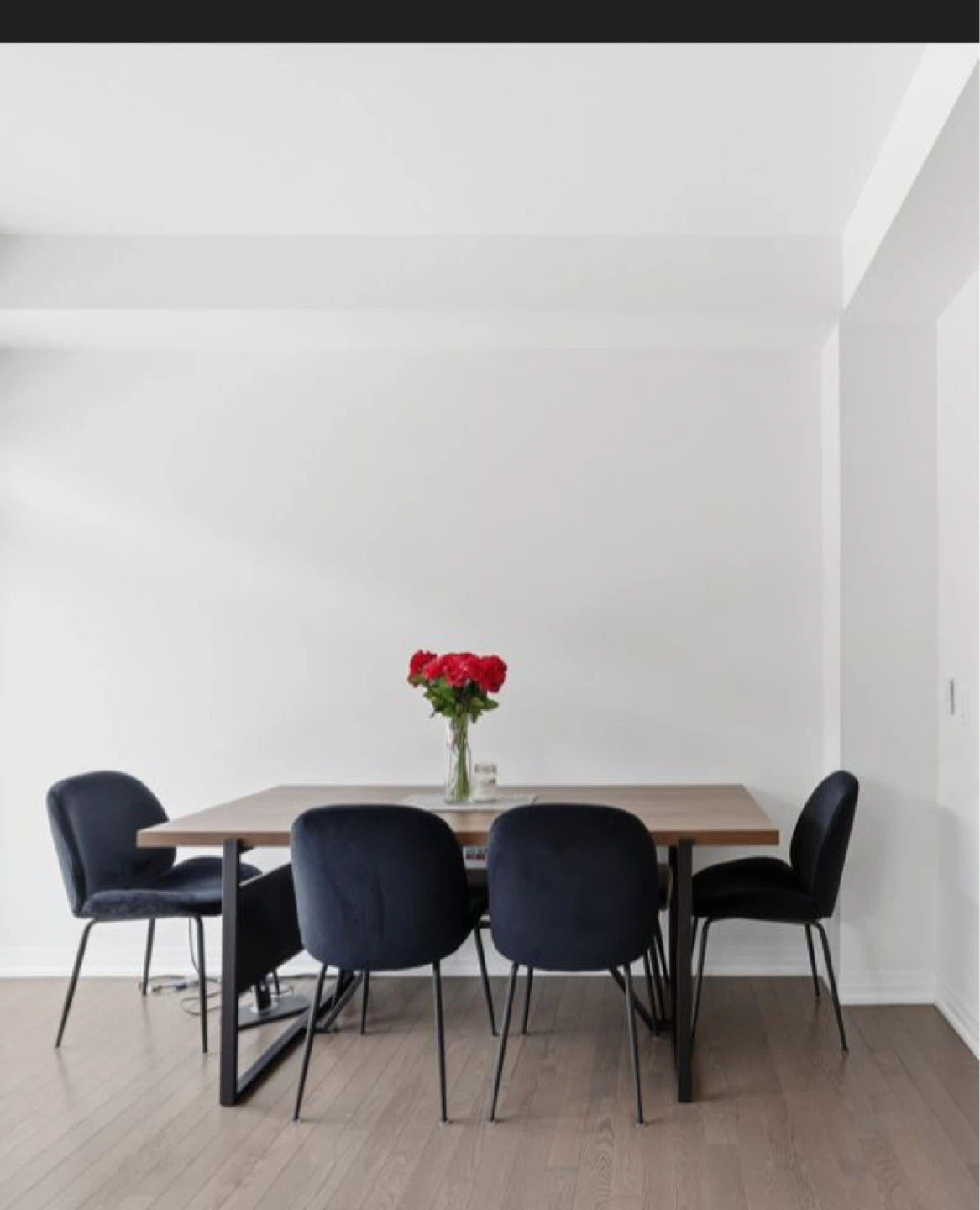 Set of 4 Black Velvet Dining Chairs