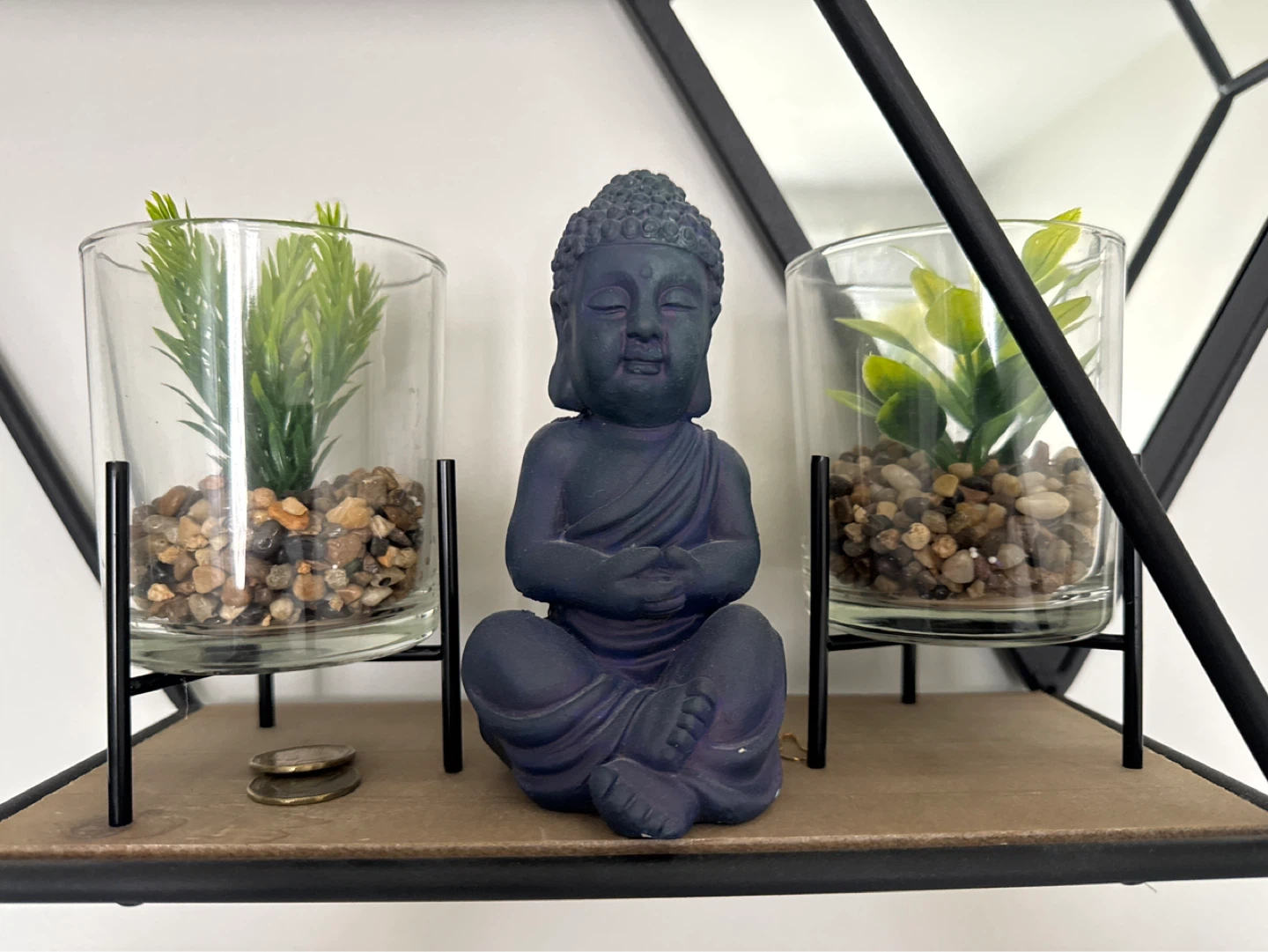 Decorative Buddha Statue with Faux Plants