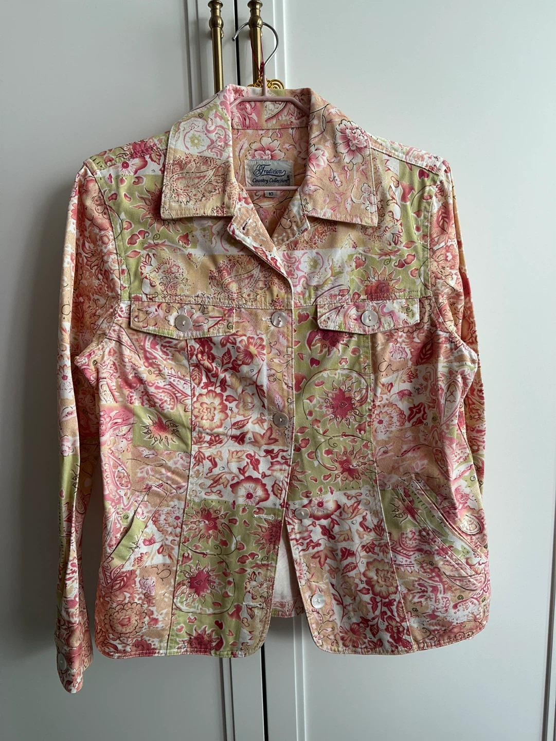 Vintage Tradition Floral Denim Jacket - Size 10