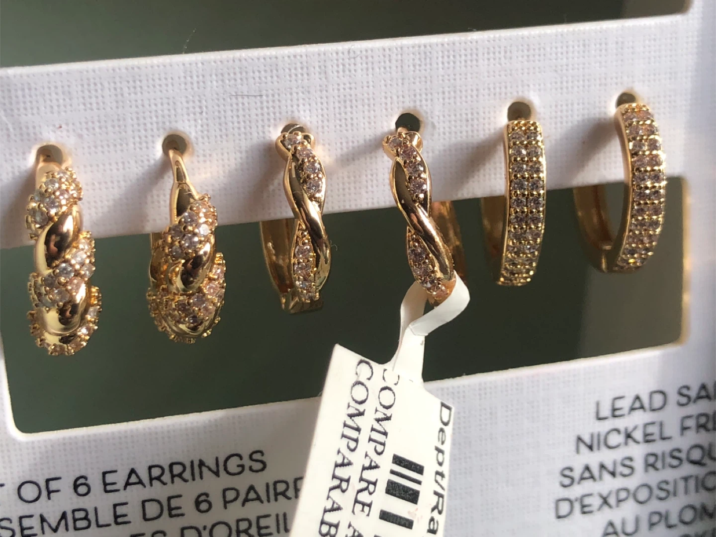 5 Sets! Piper-K Gold-Tone Crystal Earring Sets