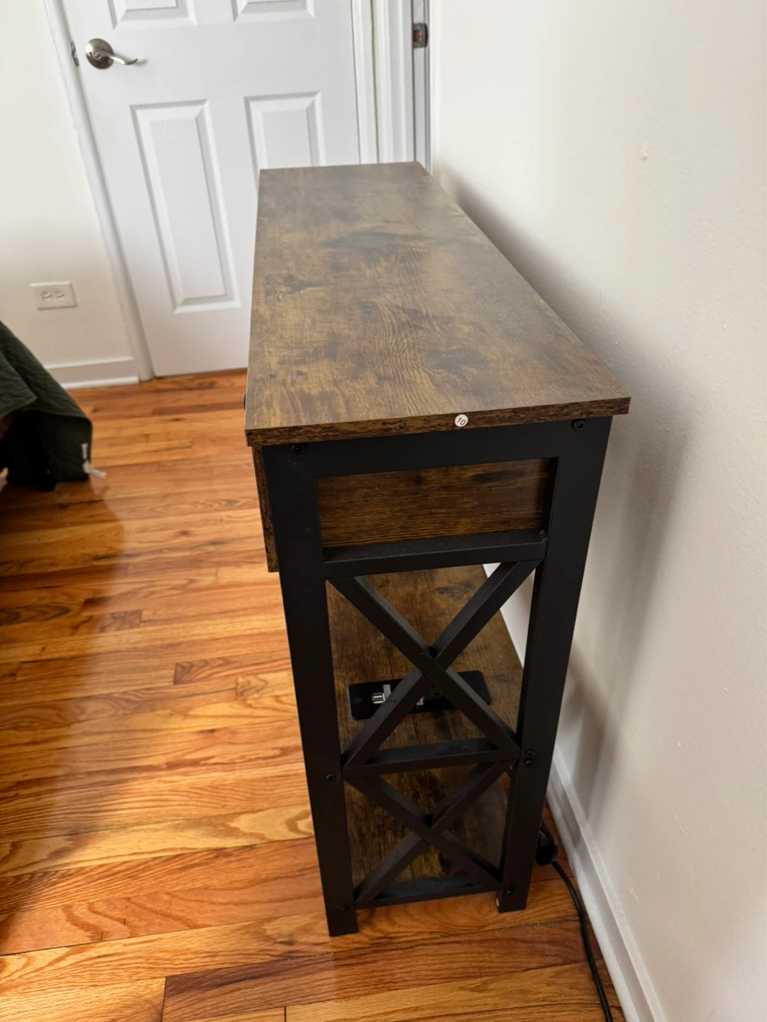 Rustic Wood Console Table with Drawer and Shelves - photo 2