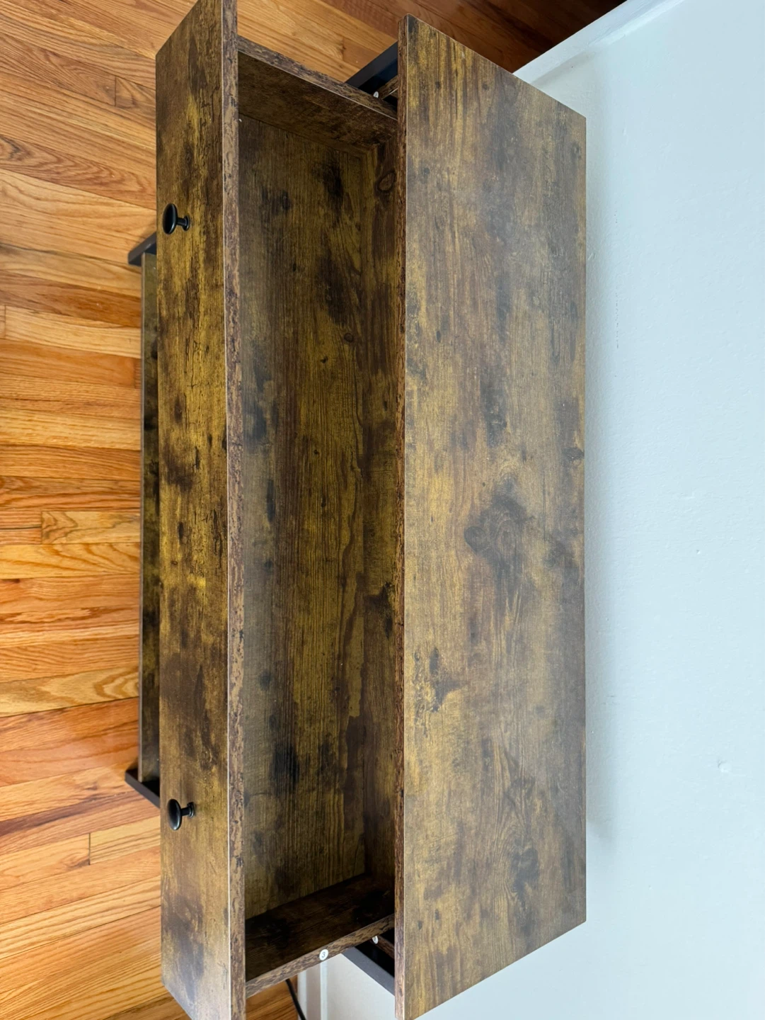 Rustic Wood Console Table with Drawer and Shelves - photo 3