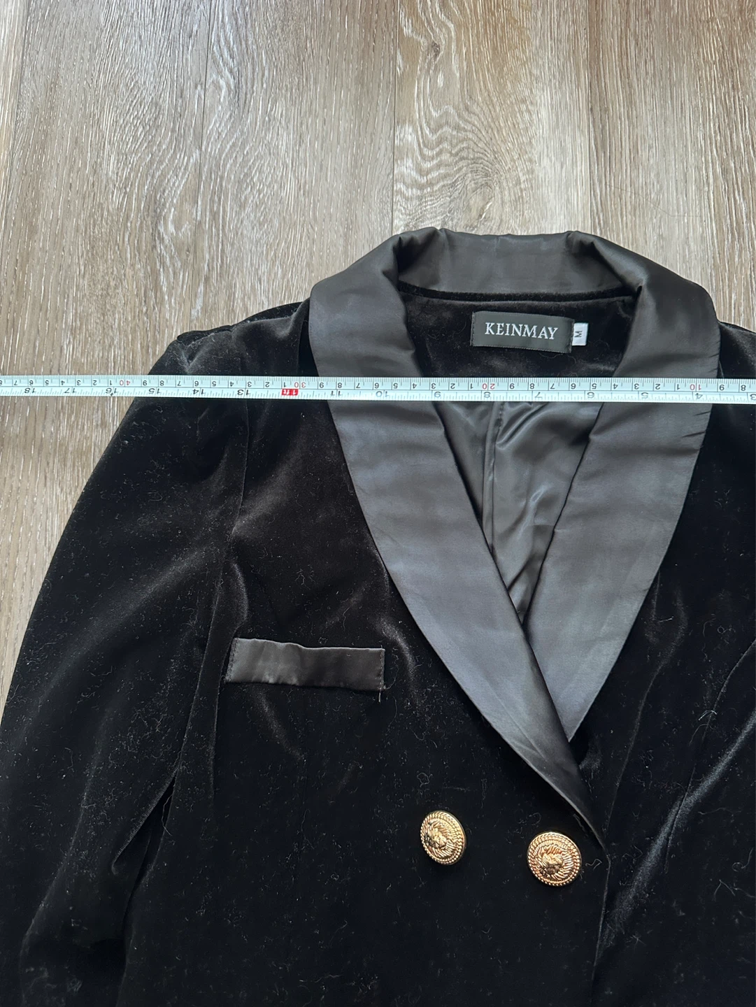 KEINMAY Black Velvet Double-Breasted Blazer Dress M - photo 4