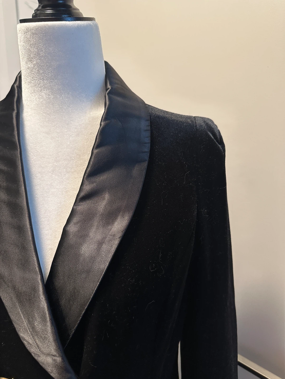 KEINMAY Black Velvet Double-Breasted Blazer Dress M - photo 3