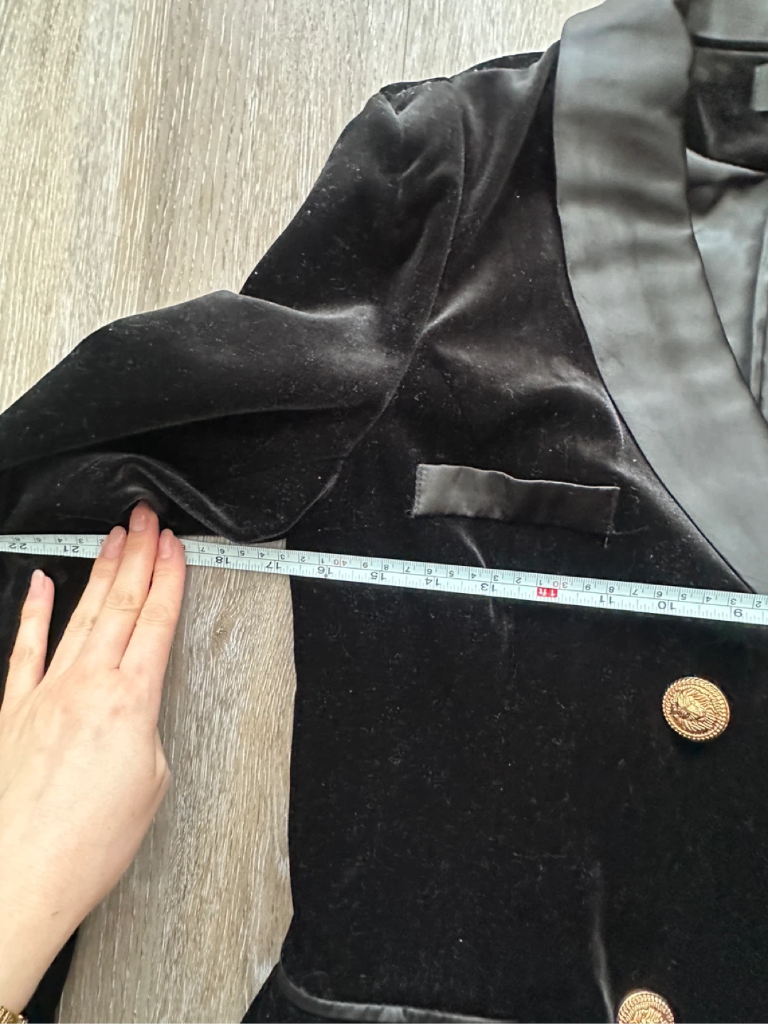 KEINMAY Black Velvet Double-Breasted Blazer Dress M - photo 5