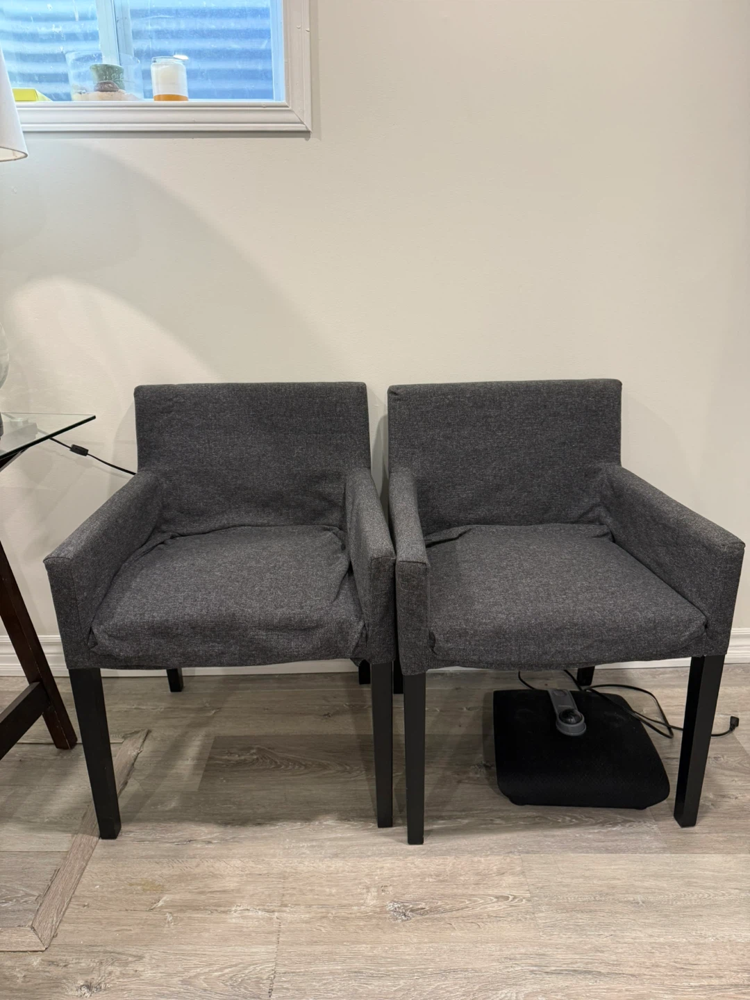 Set of 2 Grey Upholstered Accent Chairs
