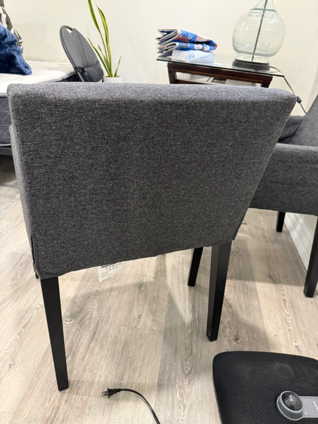 Set of 2 Grey Upholstered Accent Chairs - photo 3