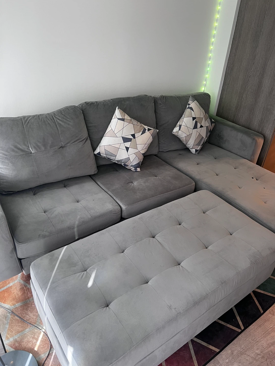 Grey Sectional Sofa with Ottoman