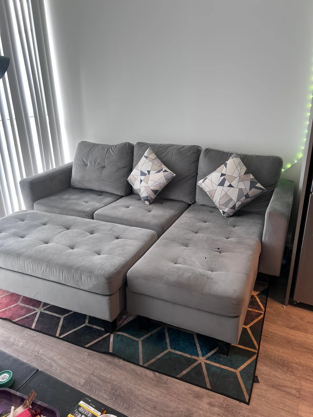 Grey Sectional Sofa with Ottoman - photo 2