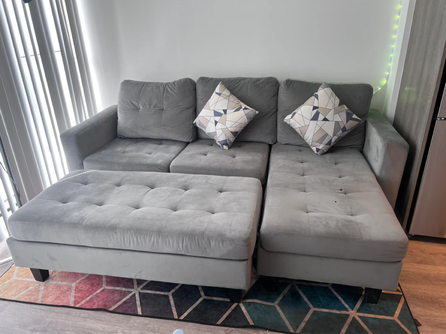 Grey Sectional Sofa with Ottoman - photo 3