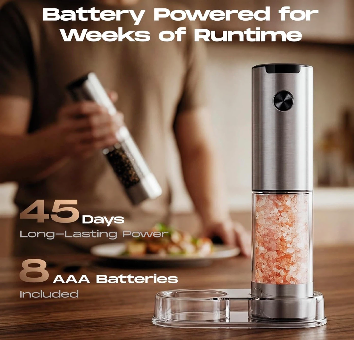 Electric Pepper Grinder Set - Stainless Steel - photo 2