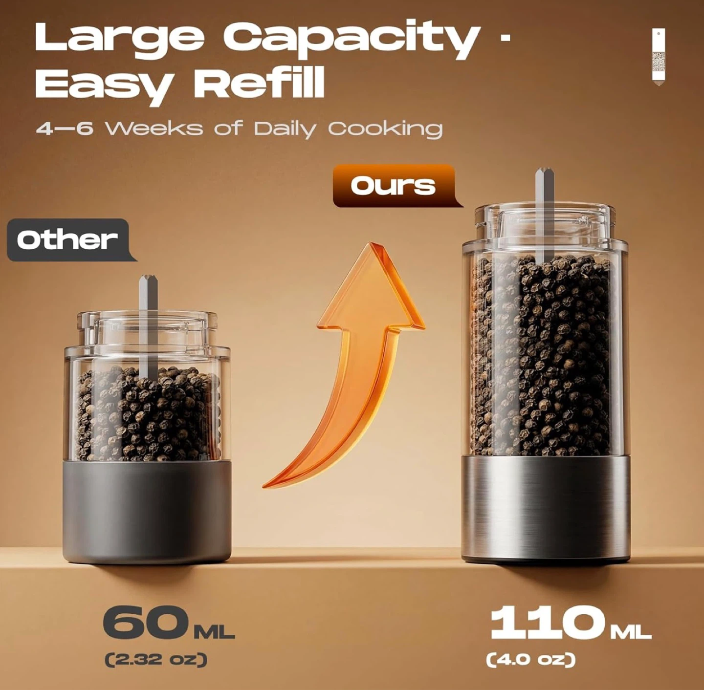 Electric Pepper Grinder Set - Stainless Steel - photo 3