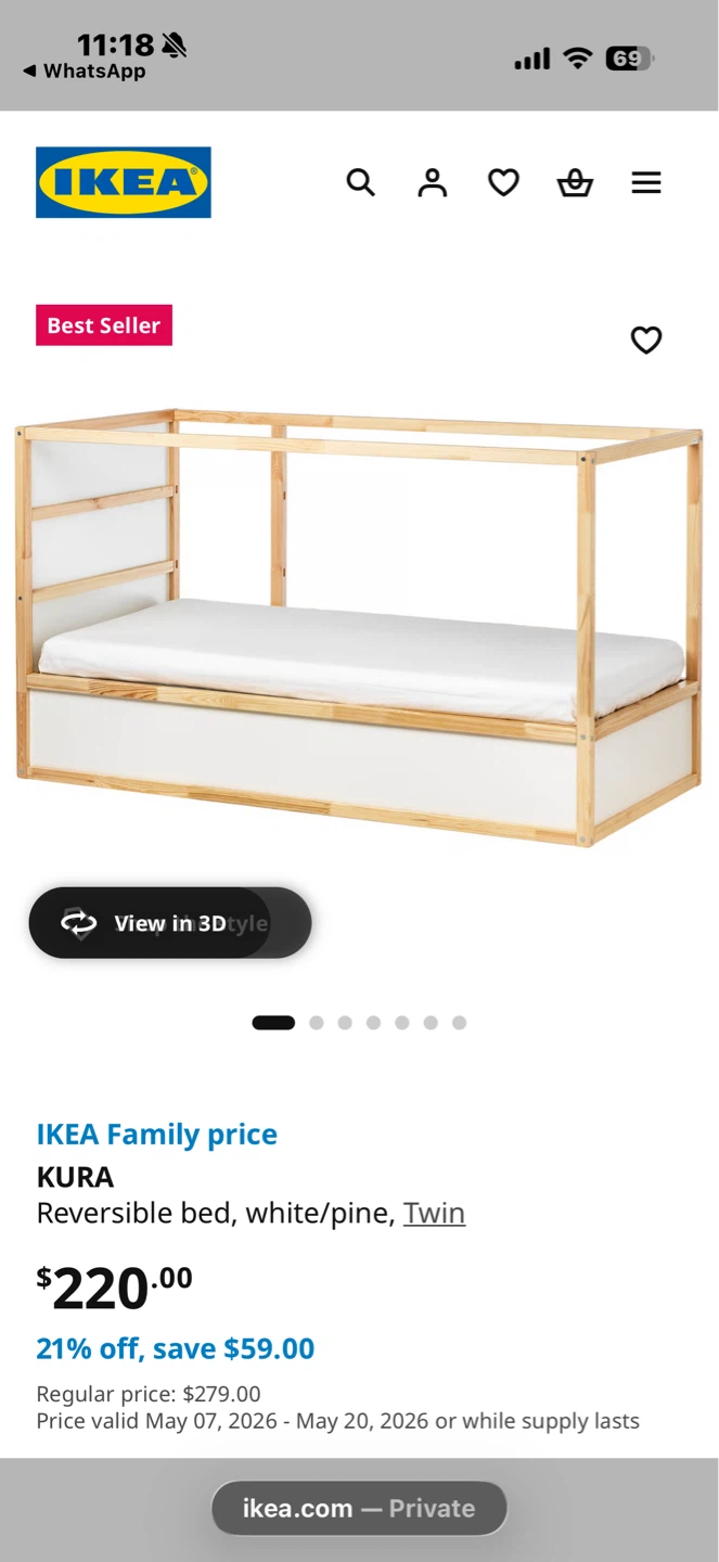 IKEA KURA Reversible Bed - White/Pine - Twin - photo 2