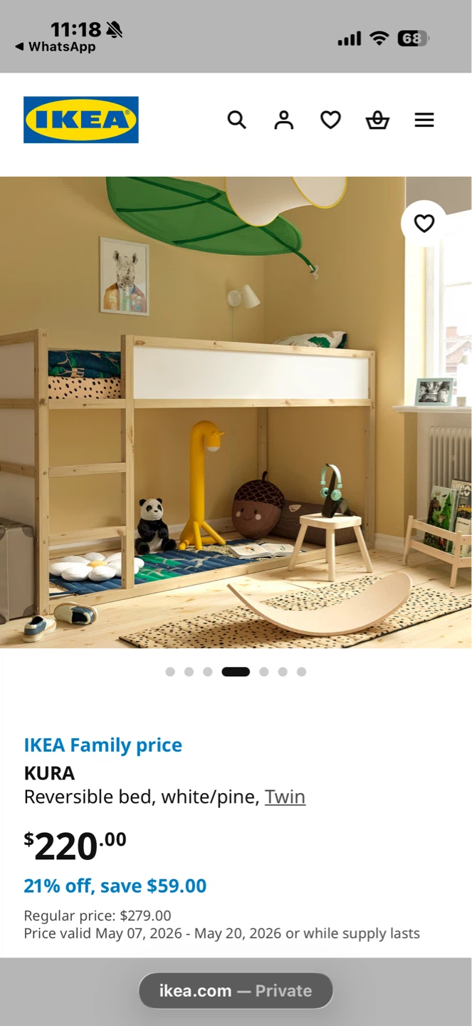 IKEA KURA Reversible Bed - White/Pine - Twin