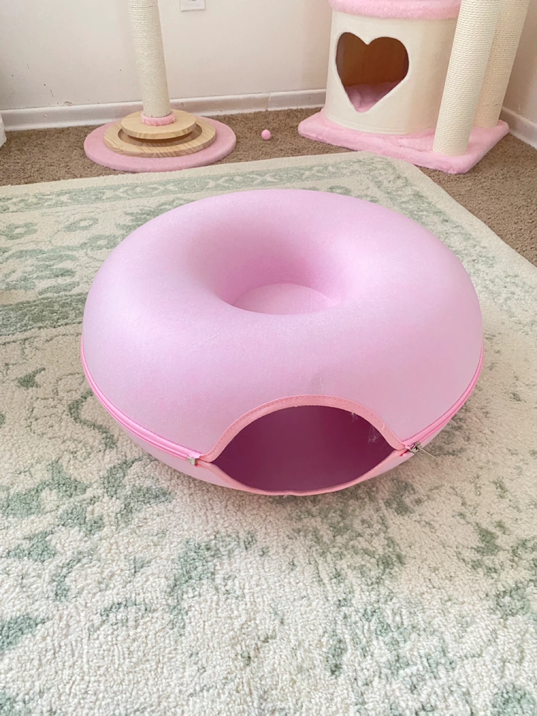 Pink Donut Cat Bed