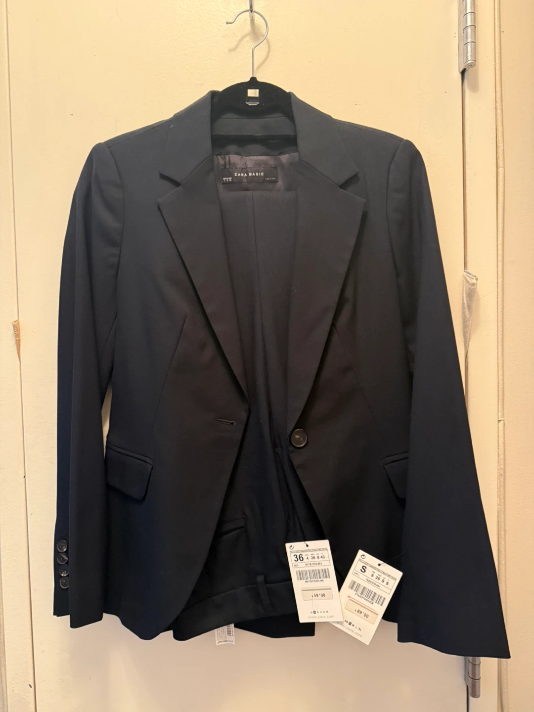 Zara Basic Black Blazer and Pants Suit Set Size S/36