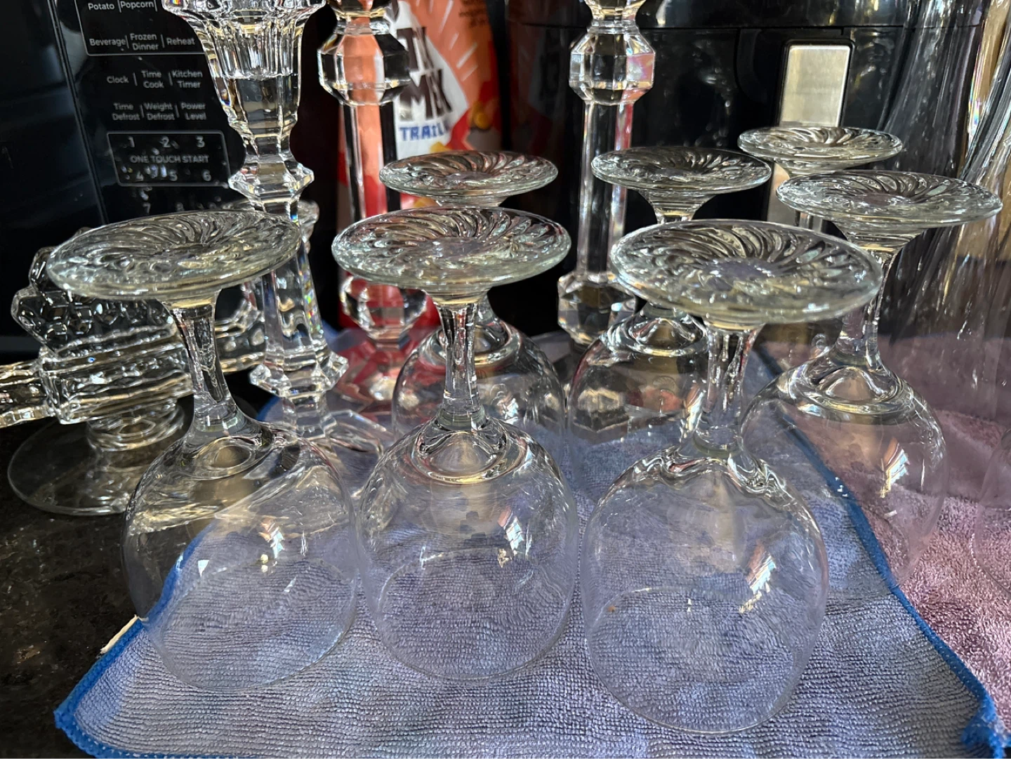 Set of Crystal Candlesticks and Wine Glasses