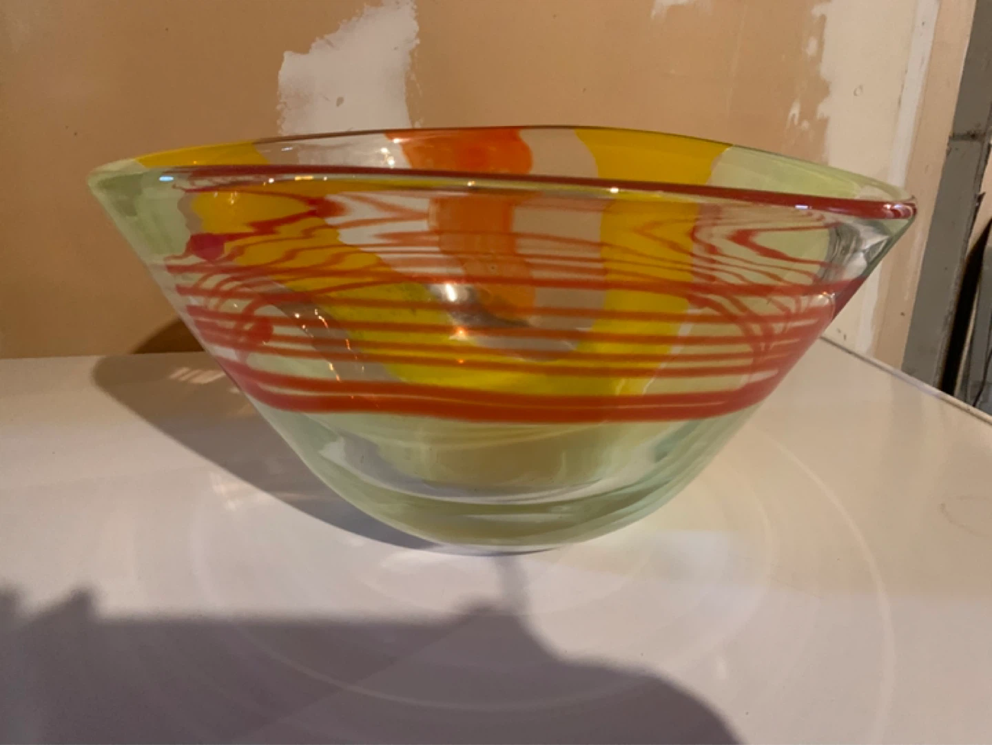Hand Blown Glass Swirl Bowl