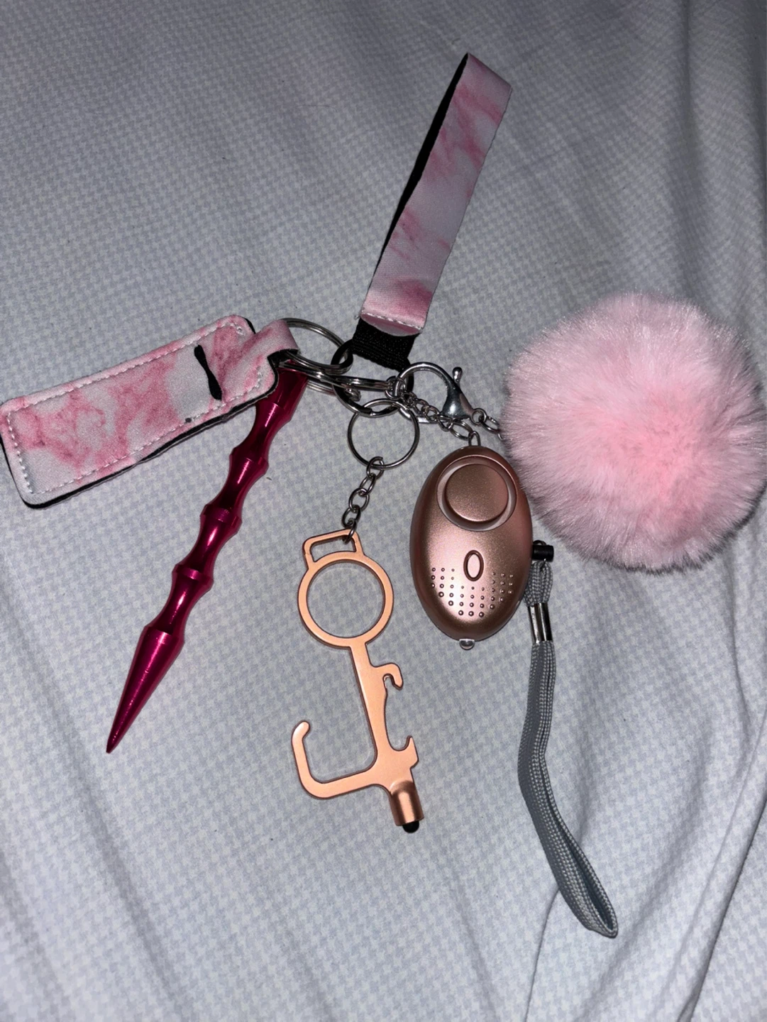Pink Safety Keychain Set with Alarm and Kubotan