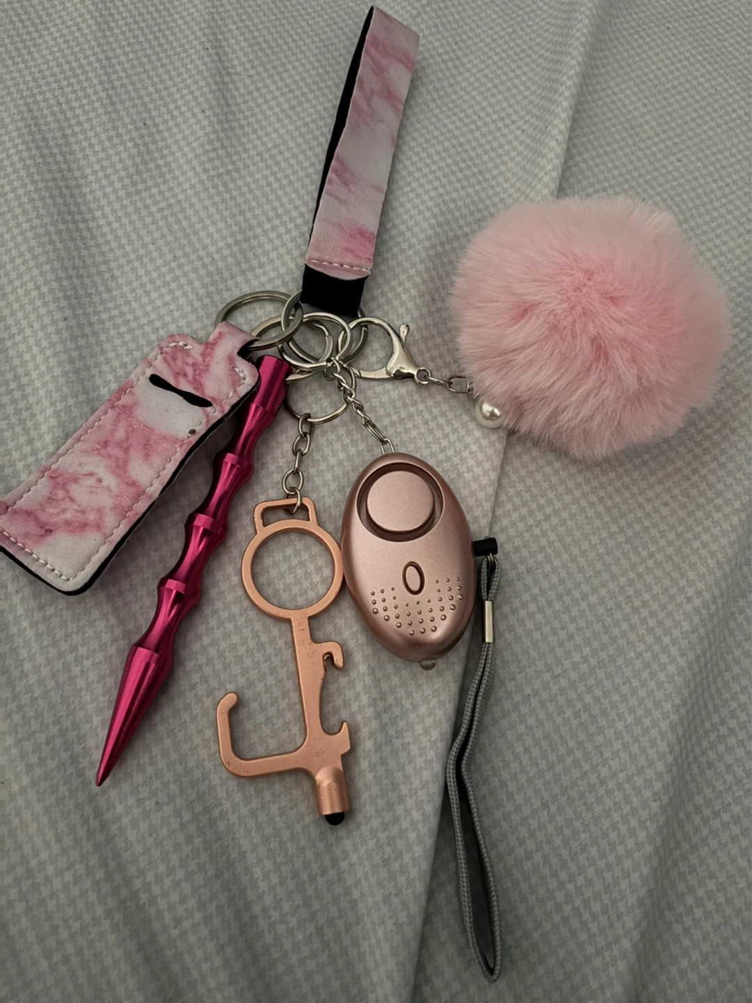 Pink Safety Keychain Set with Alarm and Kubotan - photo 2