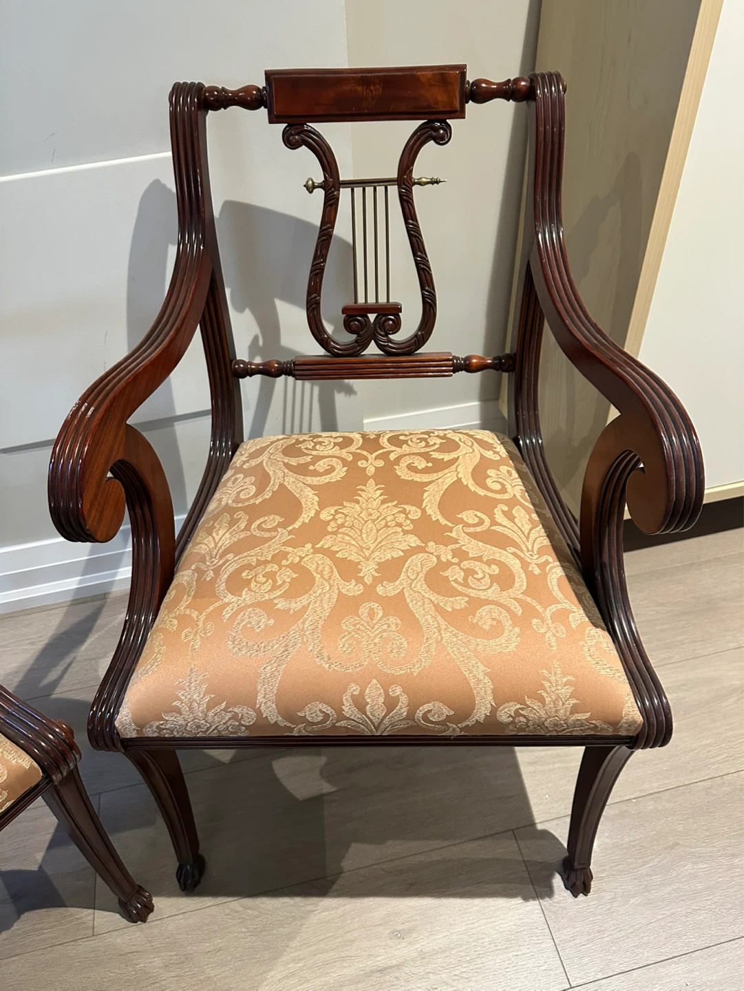 Set of 2 Vintage Mahogany Lyre Back Chairs - photo 2