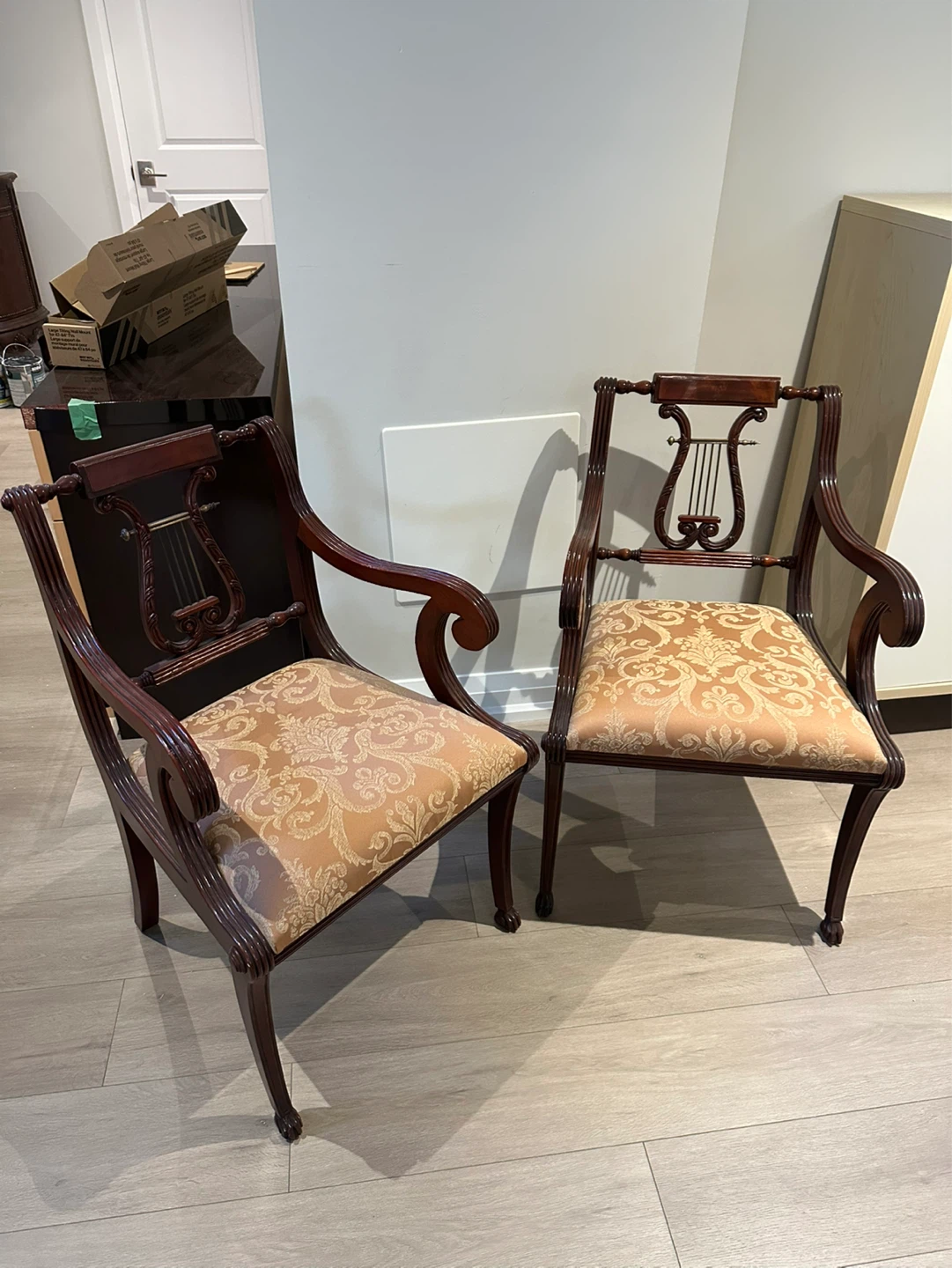 Set of 2 Vintage Mahogany Lyre Back Chairs - photo 3