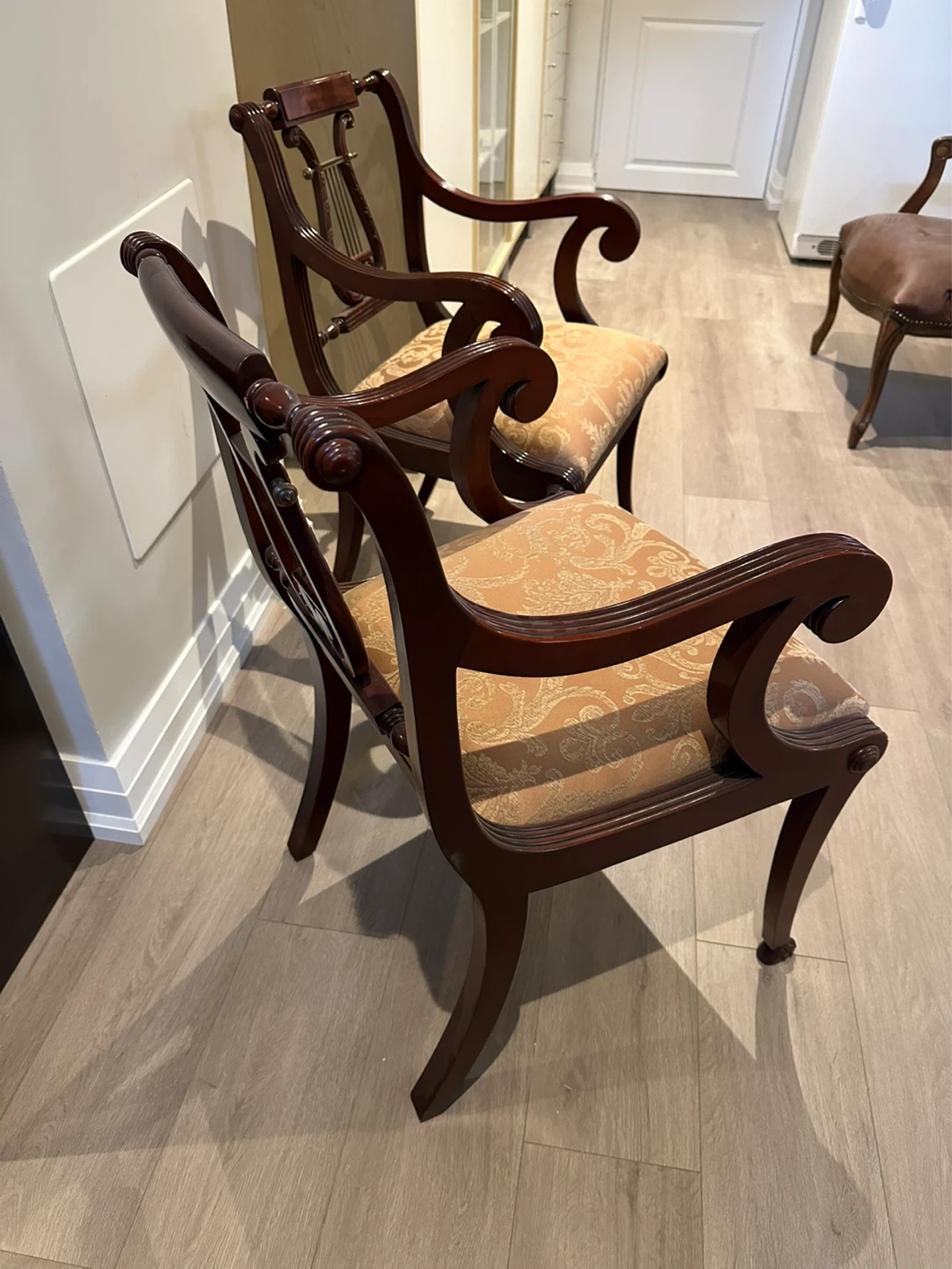 Set of 2 Vintage Mahogany Lyre Back Chairs - photo 4