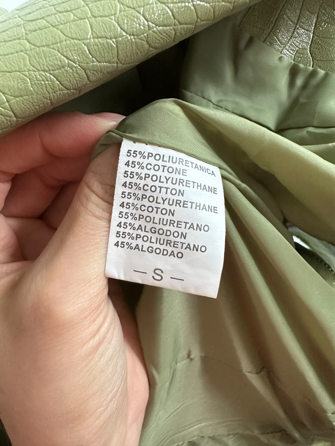 Lime Green Faux Leather Croc Moto Jacket S - photo 5