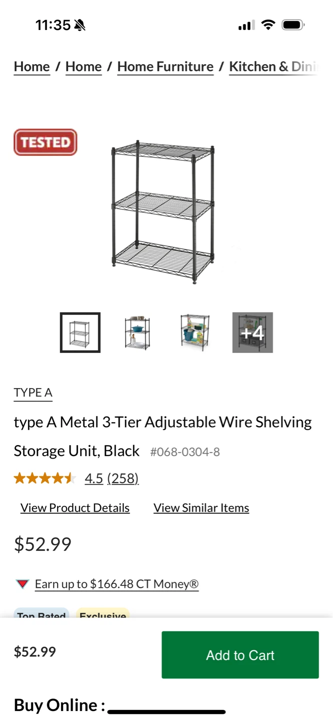 $7 - Canadian Tire Metal Adjustable Wire Shelving Unit - photo 3