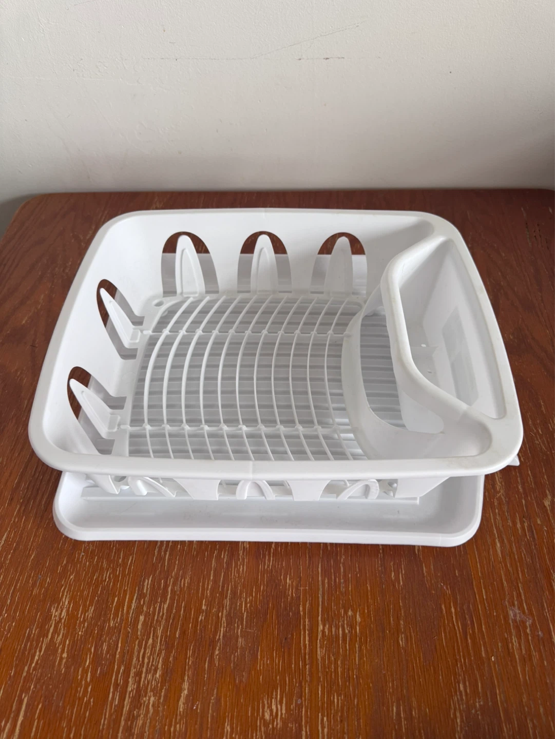 White Plastic Dish Rack with Cutlery Holder