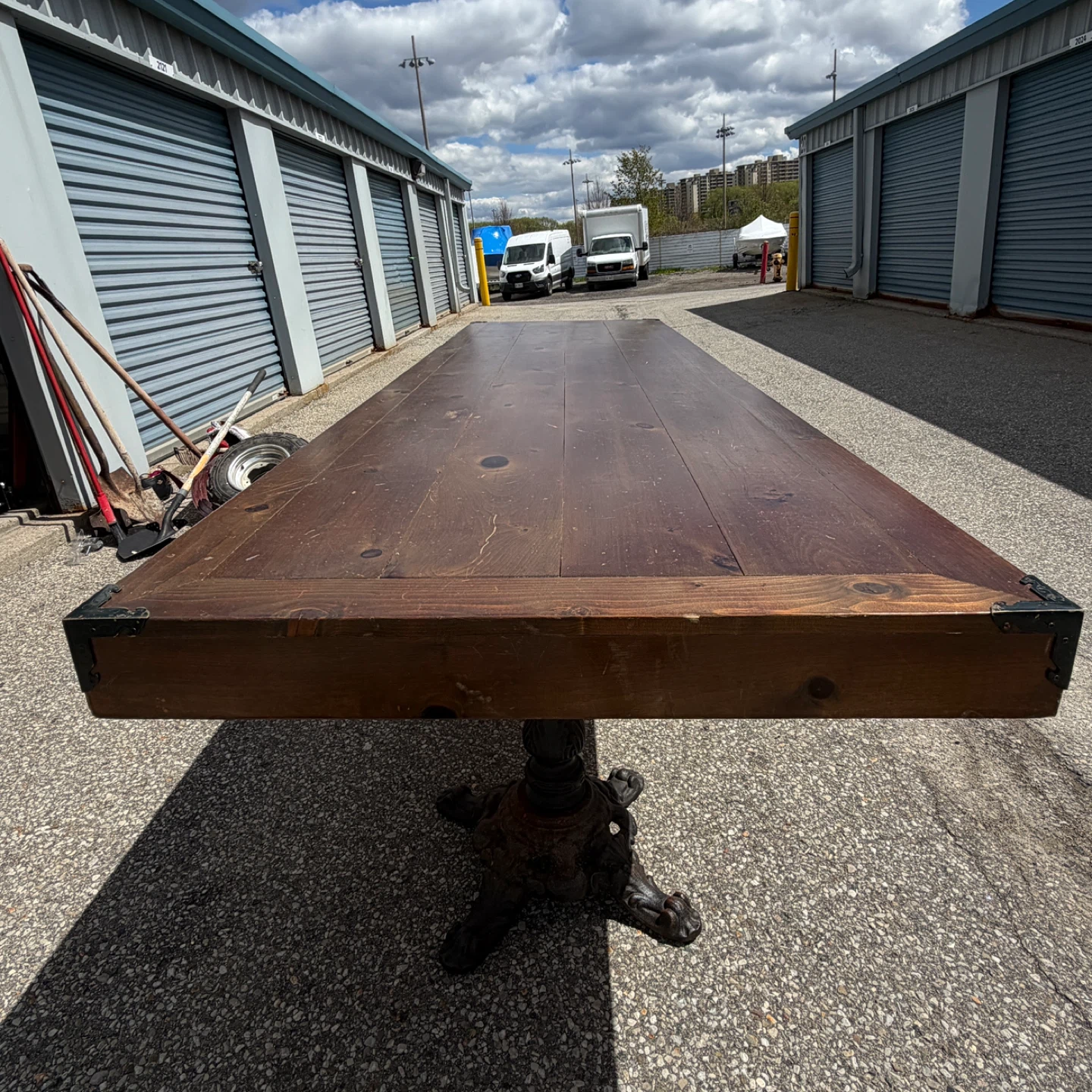 Large Wooden Dining Table with Cast Iron Legs - photo 2