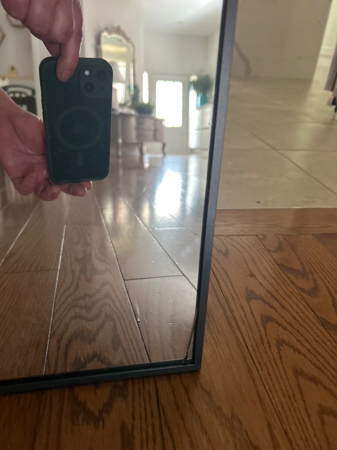 Arched Wall Mirror - Black Metal Frame - photo 3