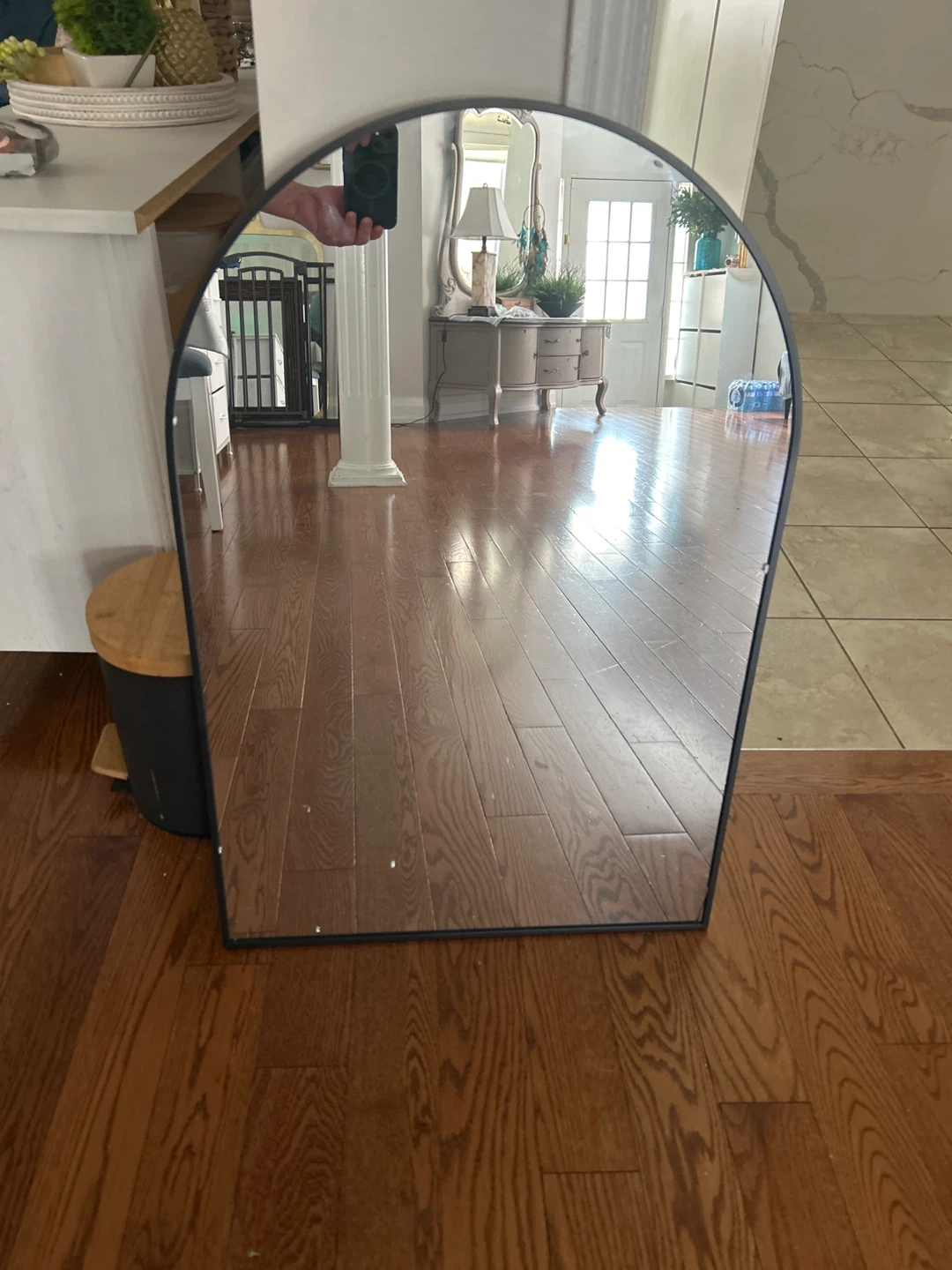 Arched Wall Mirror - Black Metal Frame - photo 2