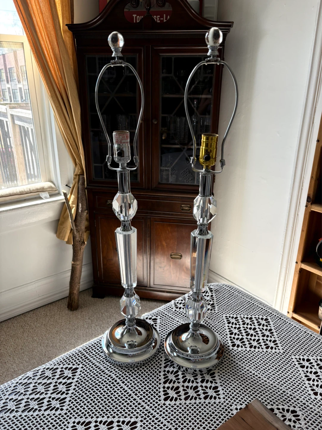 Crystal and Chrome Table Lamps (Set of 2) -moving sale