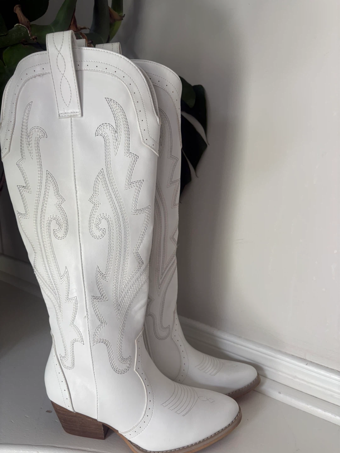 White Knee-High Cowboy Boots - Ladies Size 7 - photo 3