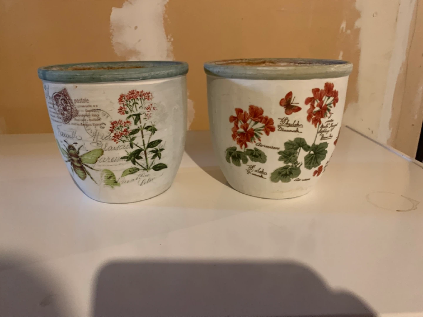 Set of 2 Decorative Ceramic Planters