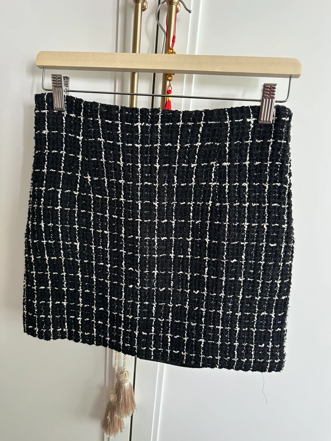 Mango Black and White Tweed Mini Skirt S - photo 2