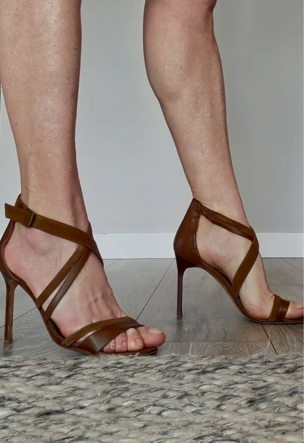 Manolo Blahnik Brown Suede & Leather Strappy Heels
