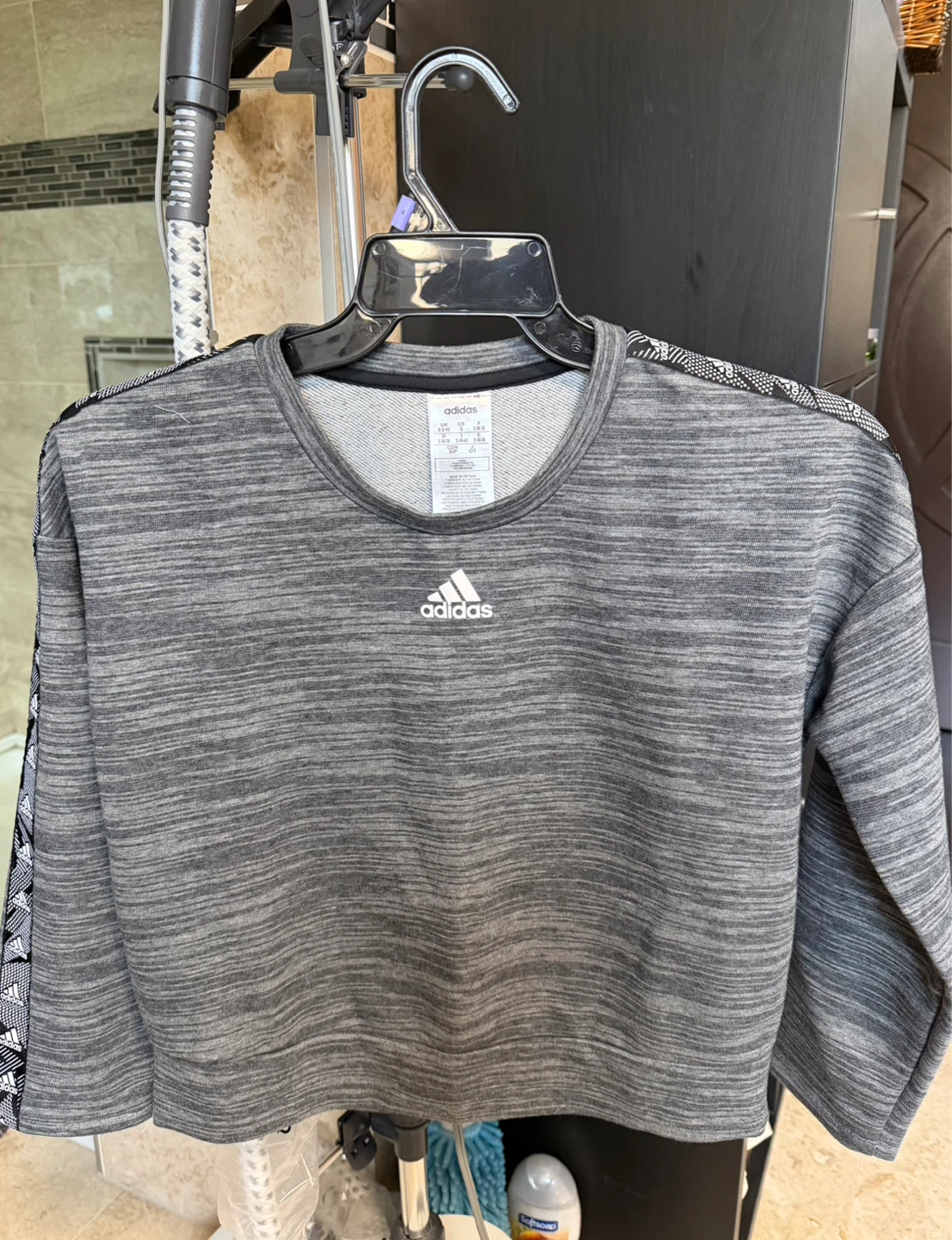 Adidas Grey Heathered Cropped Sweatshirt