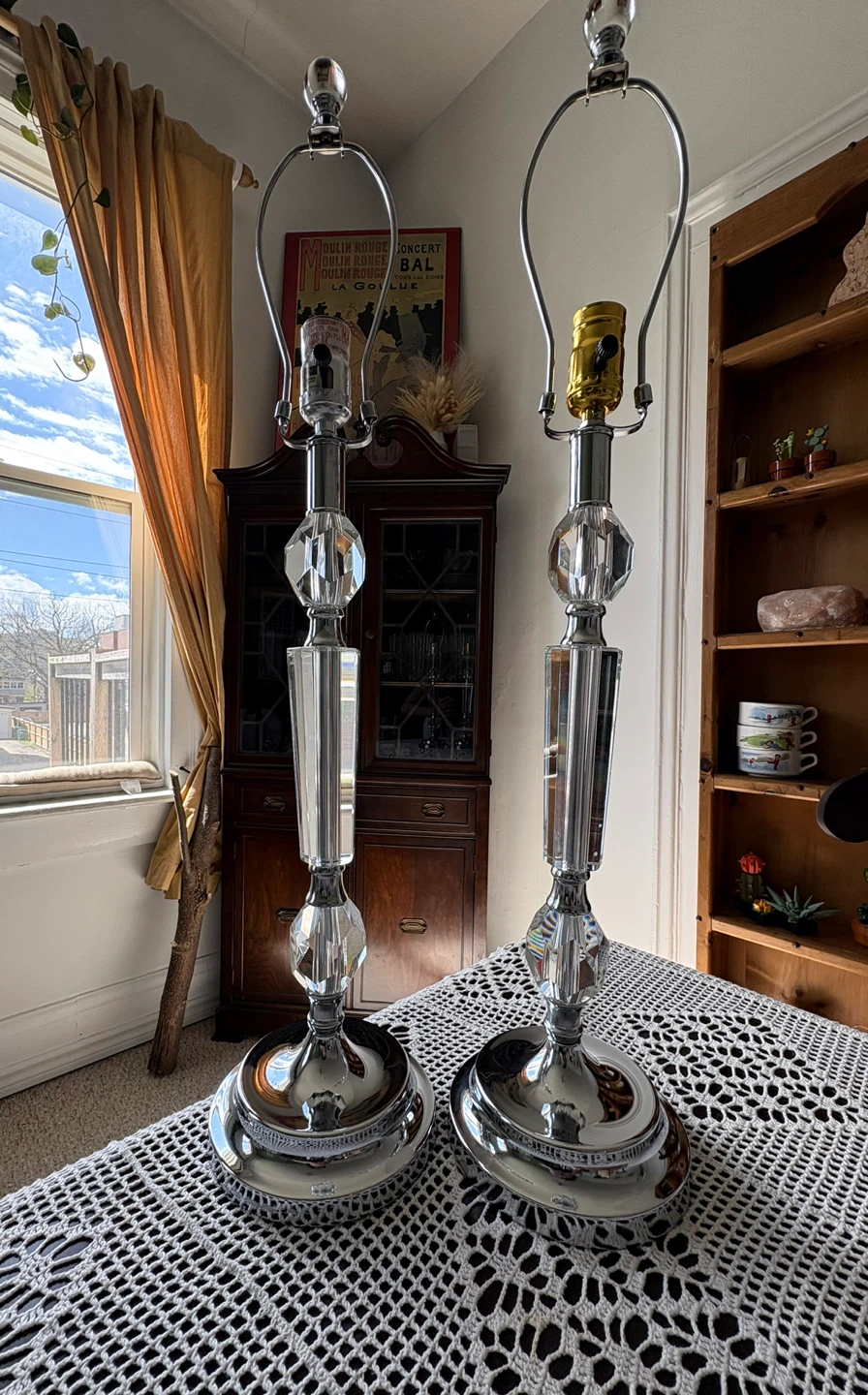 Crystal and Chrome Table Lamps (Set of 2) -moving sale - photo 2