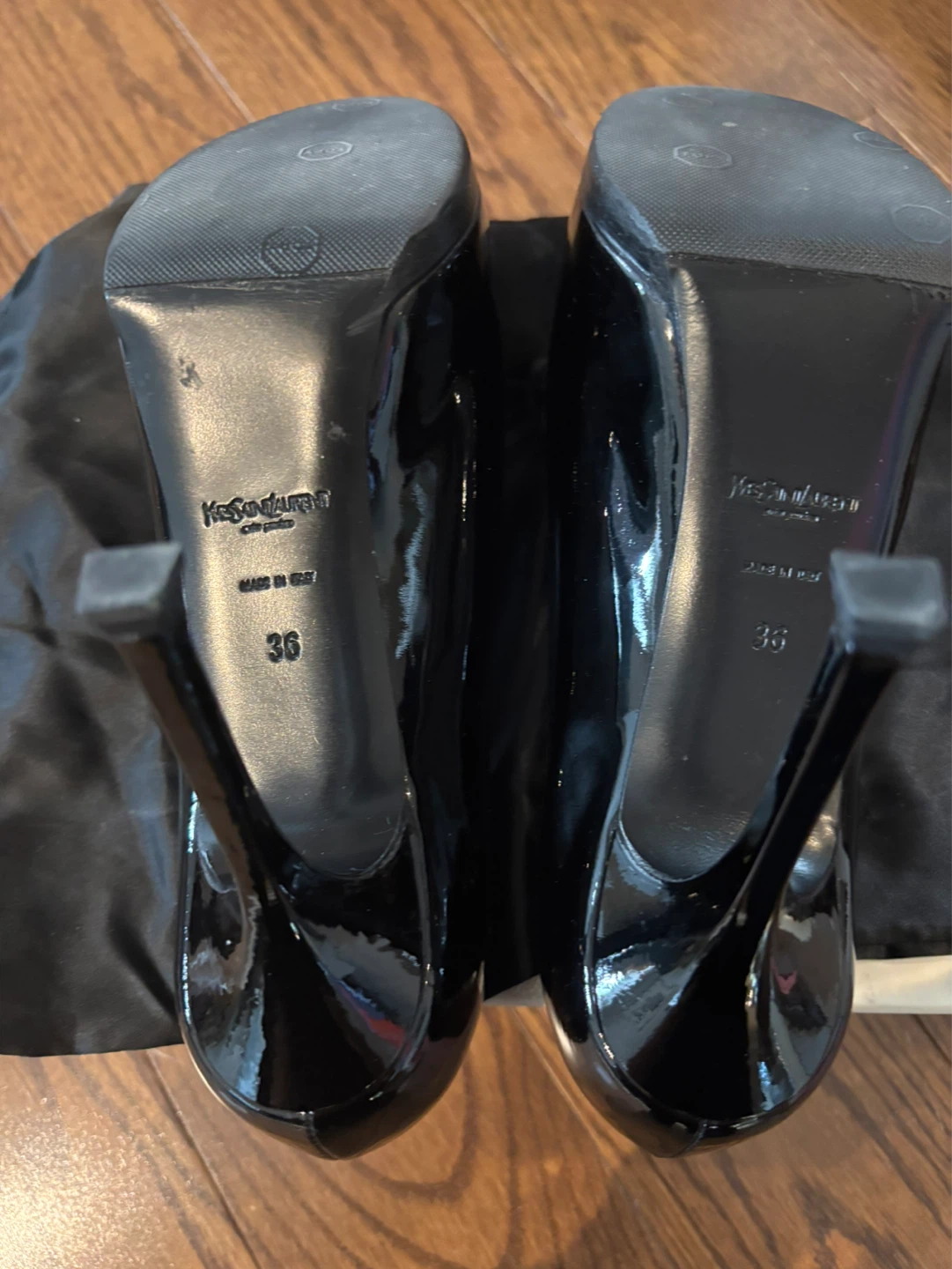 YSL Tribtoo 80 Black Patent Leather Platform Heels Size 36 - photo 5