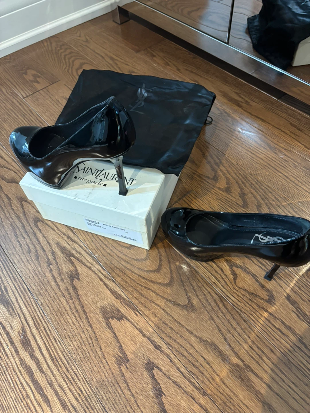 YSL Tribtoo 80 Black Patent Leather Platform Heels Size 36 - photo 3