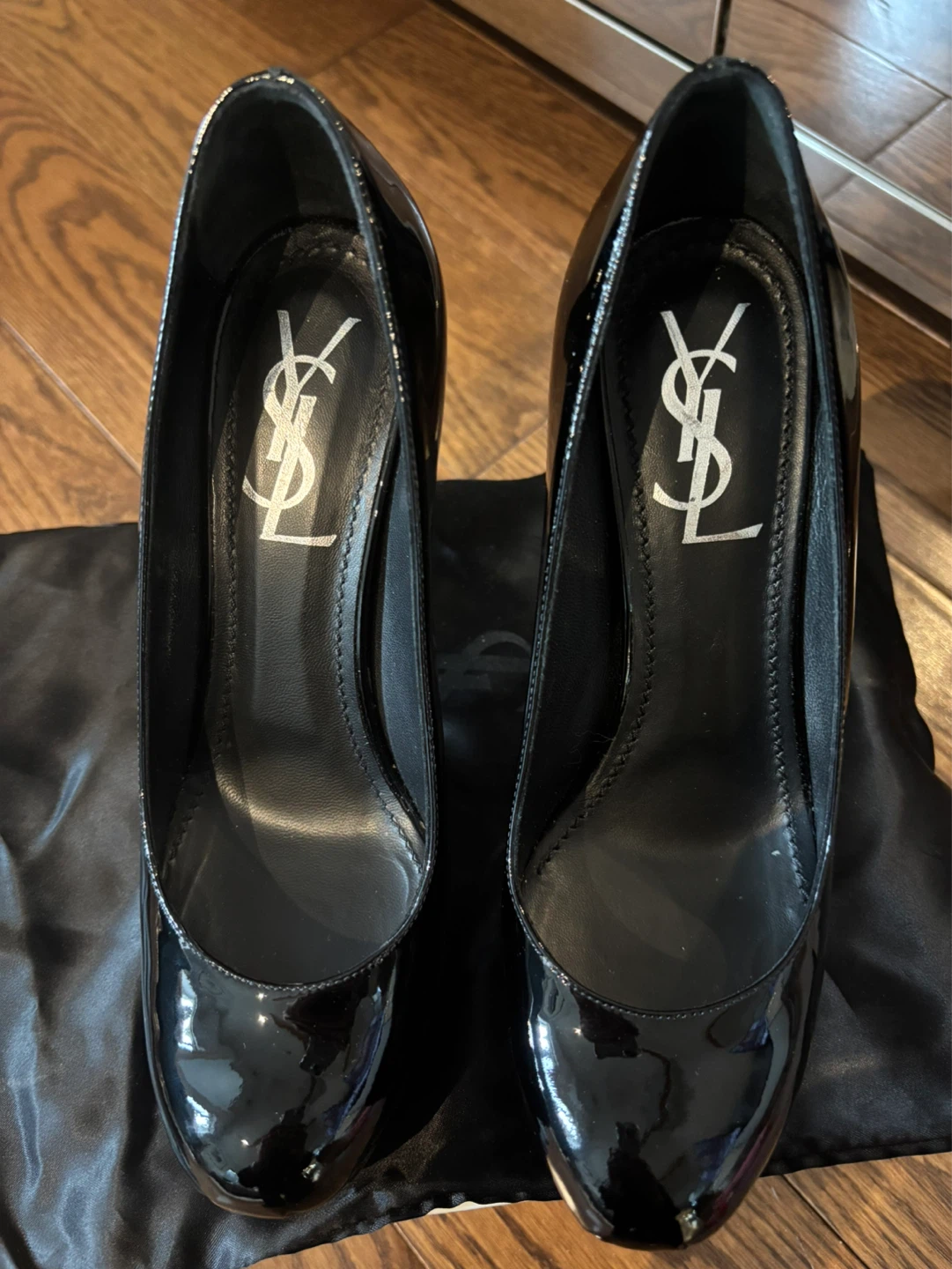 YSL Tribtoo 80 Black Patent Leather Platform Heels Size 36 - photo 2