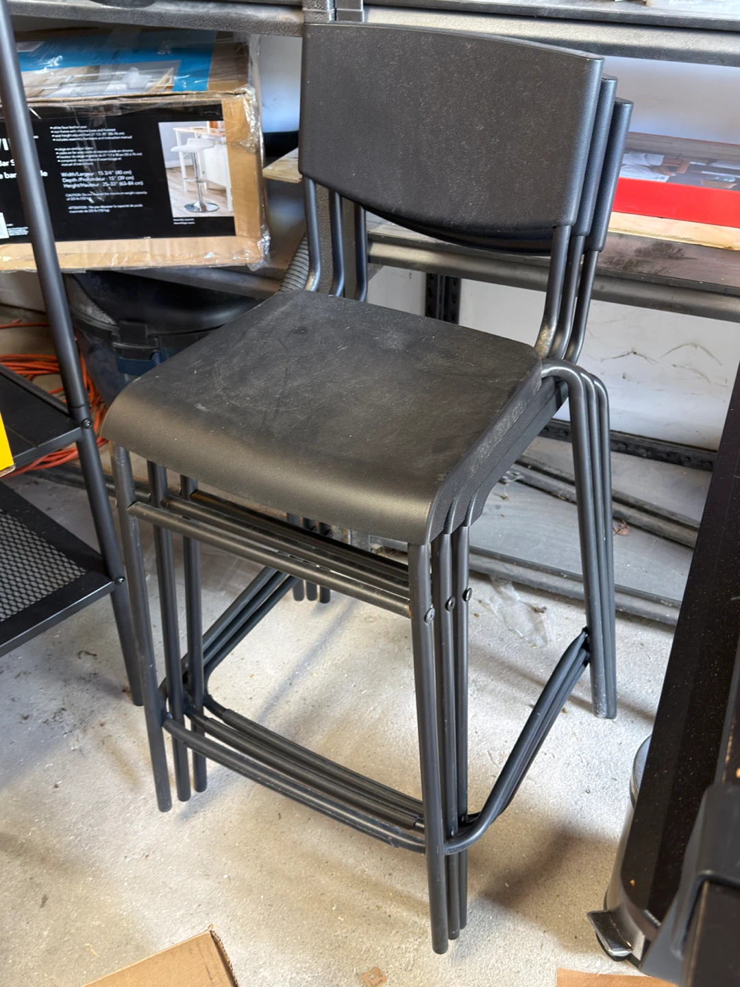 Stackable Black Bar Stools (Set of 3)