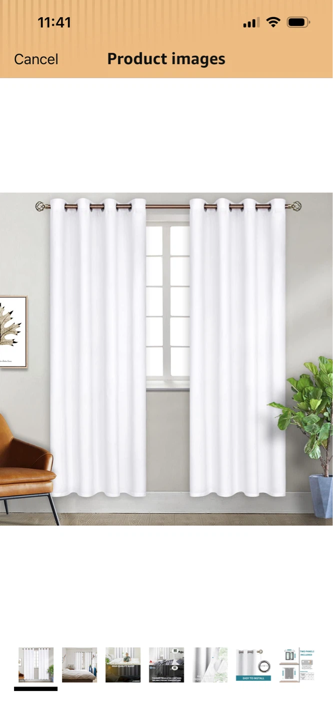 New- White Grommet Curtains - 52Wx84L(2+1)Panels)