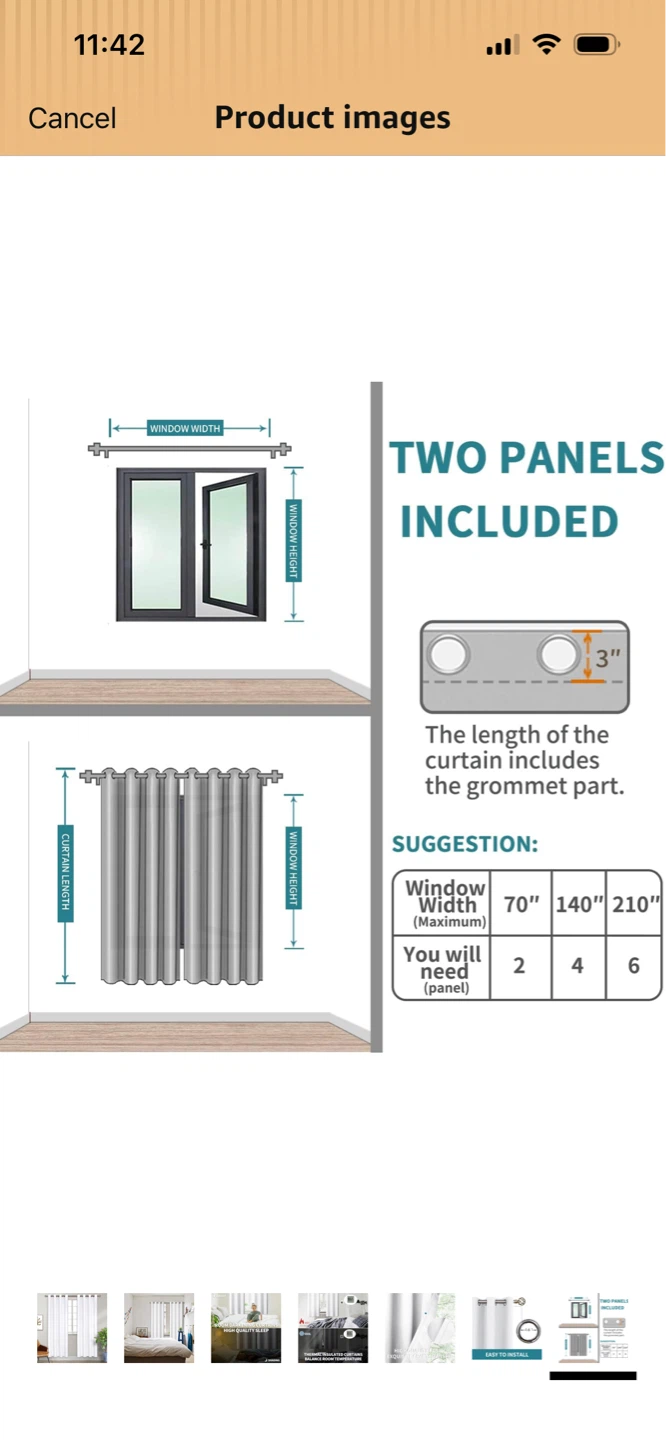 New- White Grommet Curtains - 52Wx84L(2+1)Panels) - photo 5