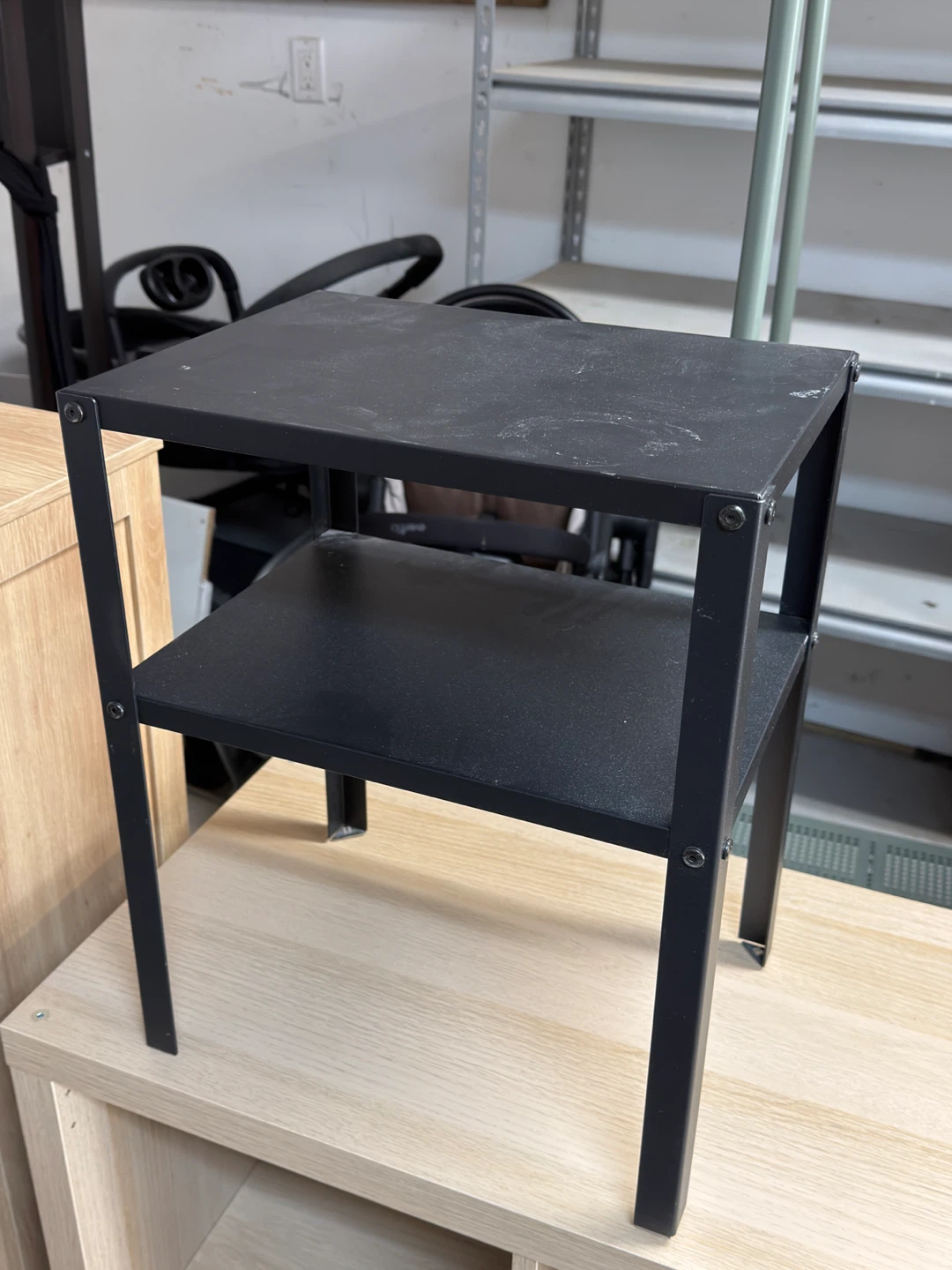 IKEA Black Metal 2-Tier Side Table