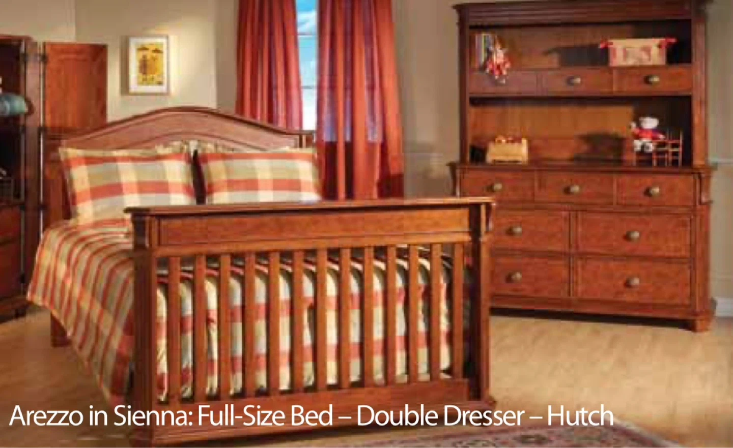 Convertible crib to full bed, dresser, nightstand