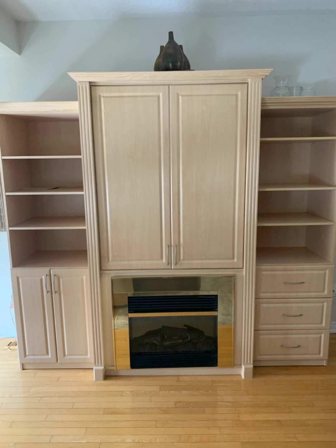 Light Wood Entertainment Unit with Fireplace - photo 2